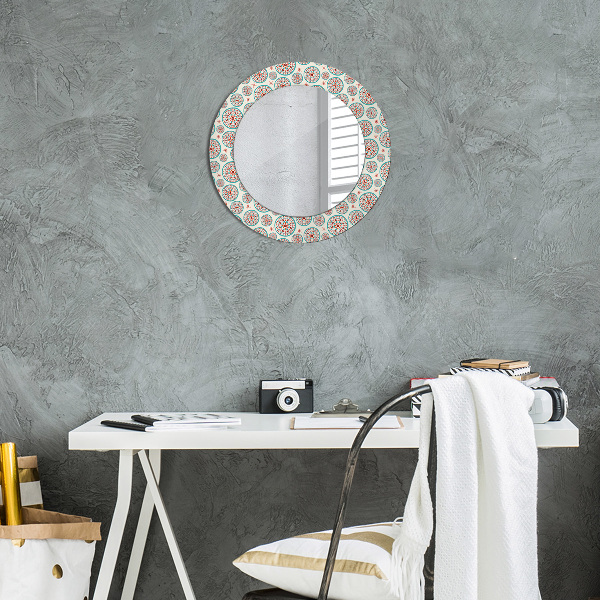Round wall mirror decor Boho pattern