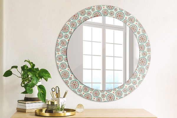 Round wall mirror decor Boho pattern
