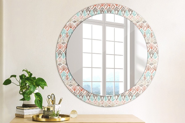 Round wall mirror decor Ethnic pattern
