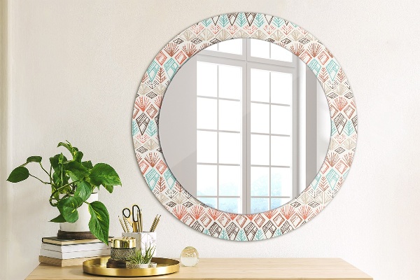 Round wall mirror decor Ethnic pattern