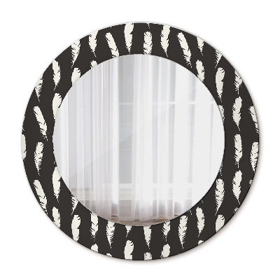 Round printed mirror Feathers