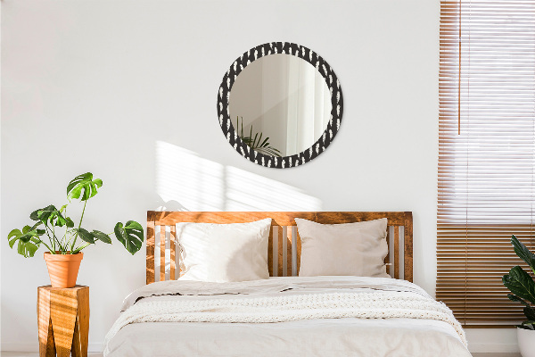 Round printed mirror Feathers