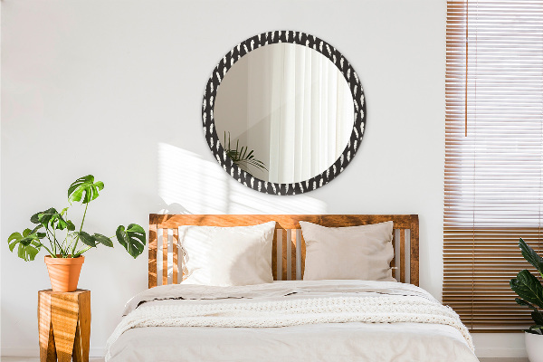 Round printed mirror Feathers