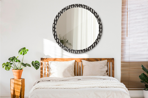 Round printed mirror Feathers