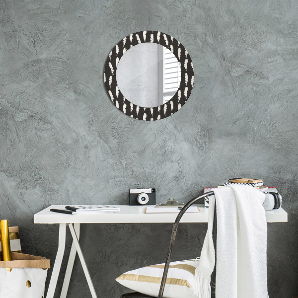 Round printed mirror Feathers