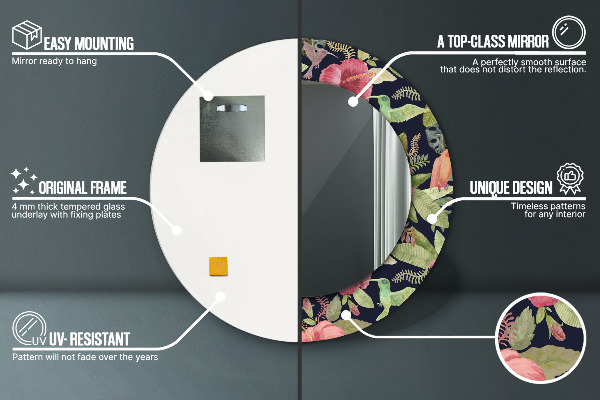 Circle decorative mirror Hibiscus flowers