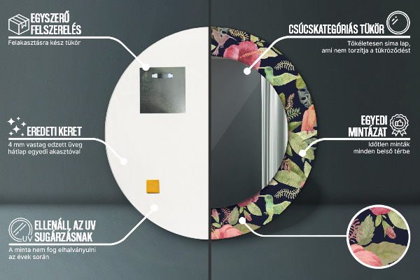 Circle decorative mirror Hibiscus flowers