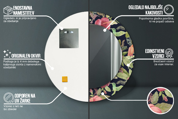 Circle decorative mirror Hibiscus flowers