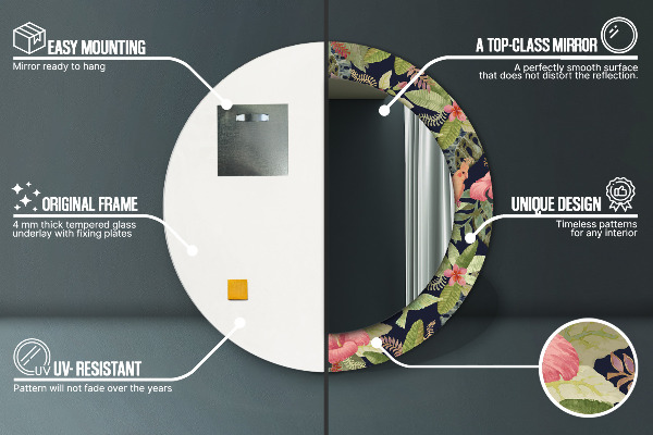 Circle decorative mirror Hibiscus flowers