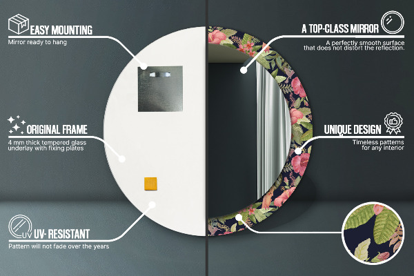 Circle decorative mirror Hibiscus flowers