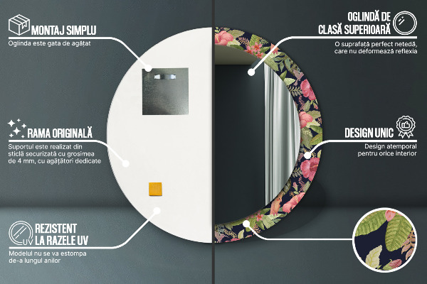 Circle decorative mirror Hibiscus flowers