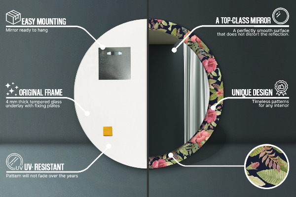 Circle decorative mirror Hibiscus flowers