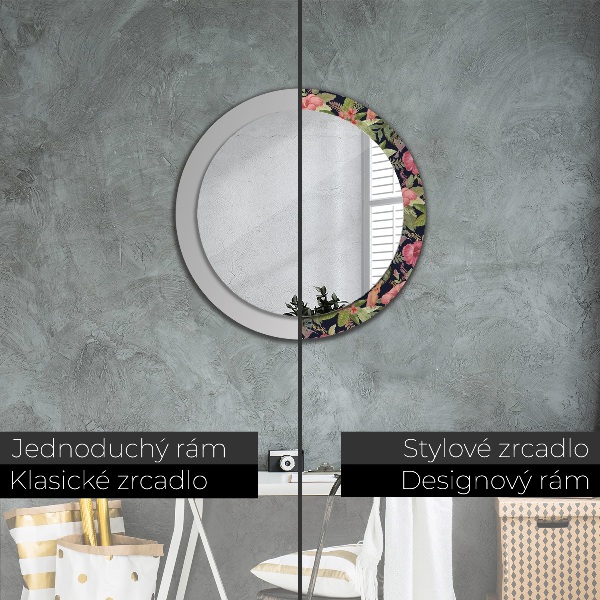 Circle decorative mirror Hibiscus flowers