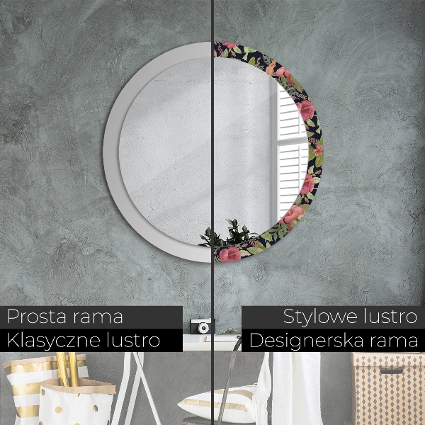Circle decorative mirror Hibiscus flowers