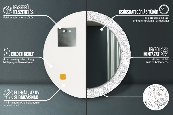 Circle decorative mirror Lotos flowers