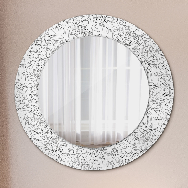 Circle decorative mirror Lotos flowers