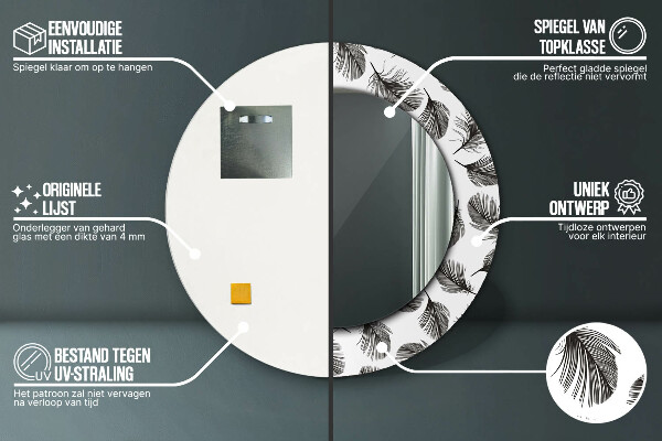 Round wall mirror design Feathers