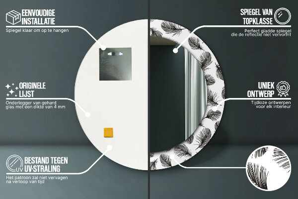 Round wall mirror design Feathers