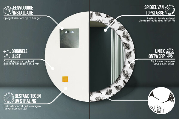 Round wall mirror design Feathers