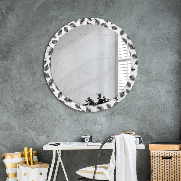 Round wall mirror design Feathers