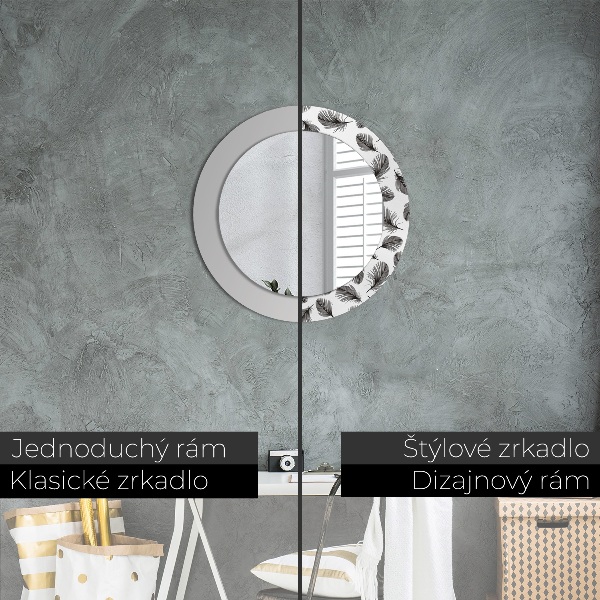 Round wall mirror design Feathers