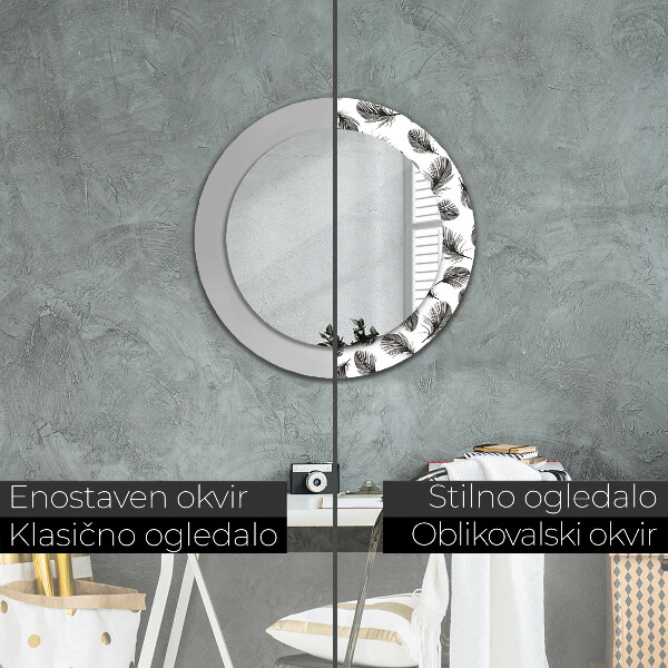 Round wall mirror design Feathers