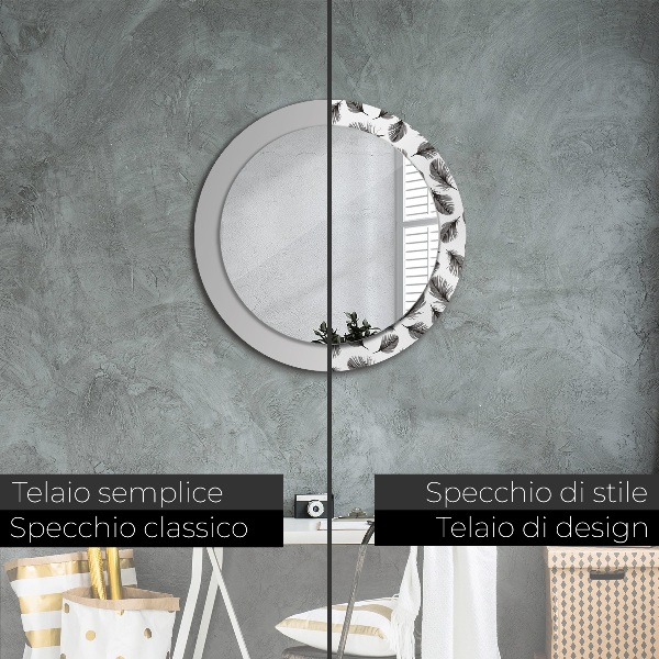 Round wall mirror design Feathers