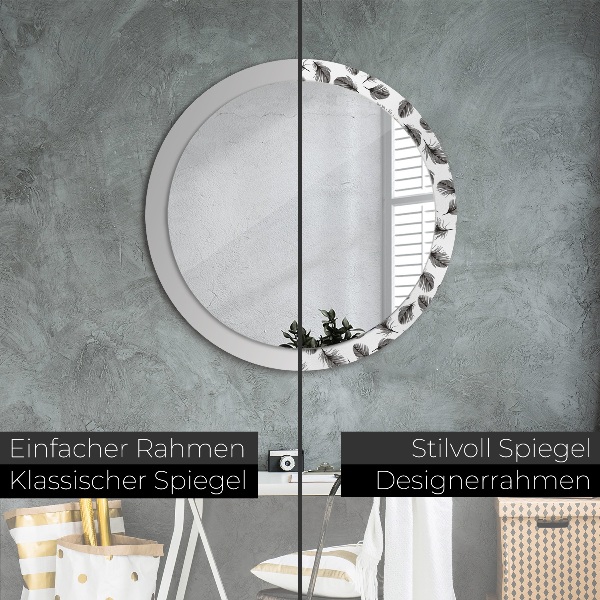 Round wall mirror design Feathers