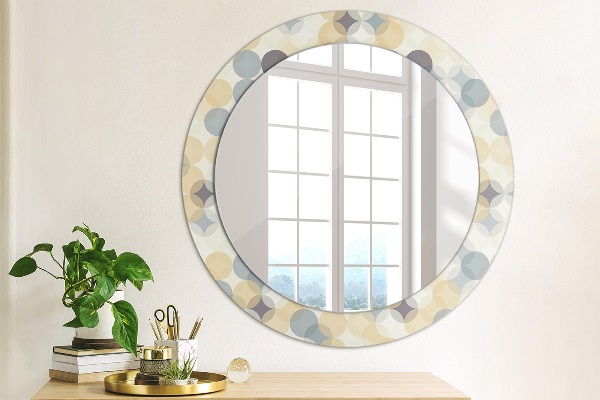 Round mirror frame with print Geometric wheels