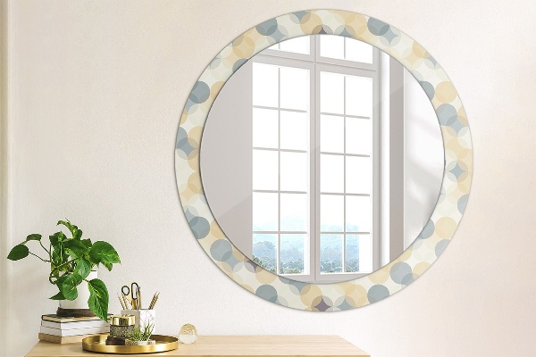 Round mirror frame with print Geometric wheels