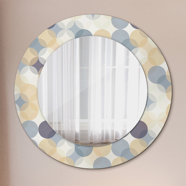 Round mirror frame with print Geometric wheels