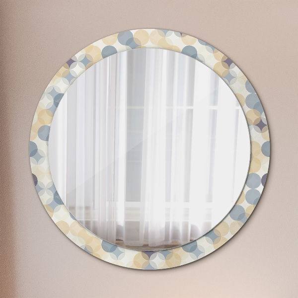 Round mirror frame with print Geometric wheels