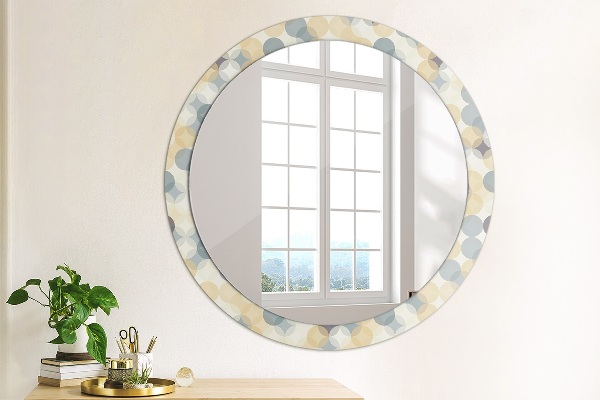 Round mirror frame with print Geometric wheels
