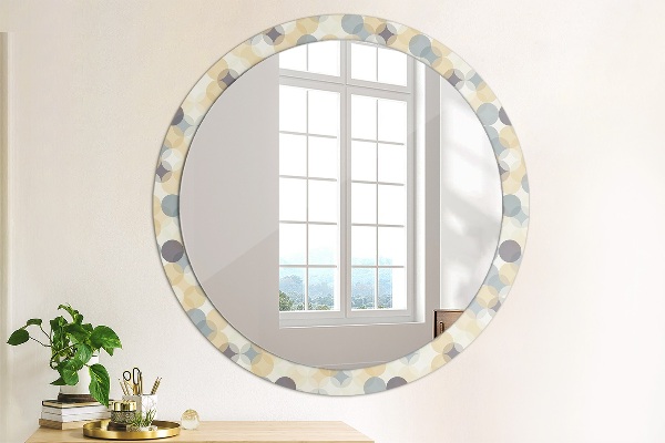 Round mirror frame with print Geometric wheels