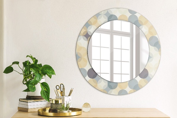 Round mirror frame with print Geometric wheels