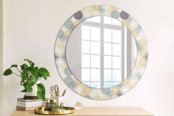 Round mirror frame with print Geometric wheels