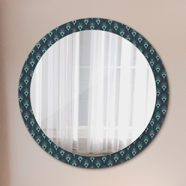 Round mirror frame with print Floral pattern