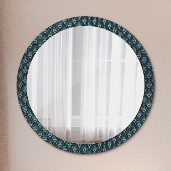 Round mirror frame with print Floral pattern