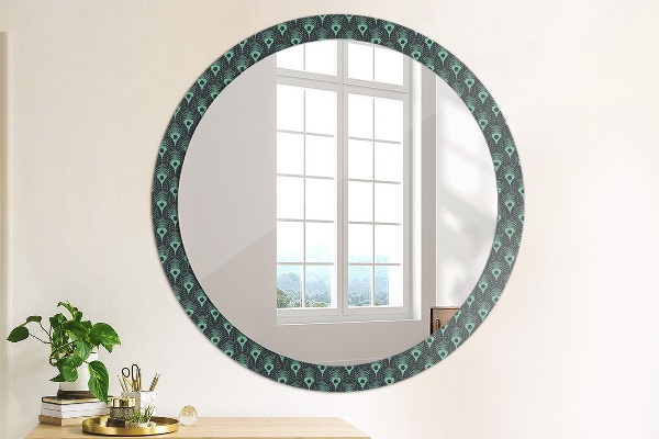 Round mirror frame with print Floral pattern