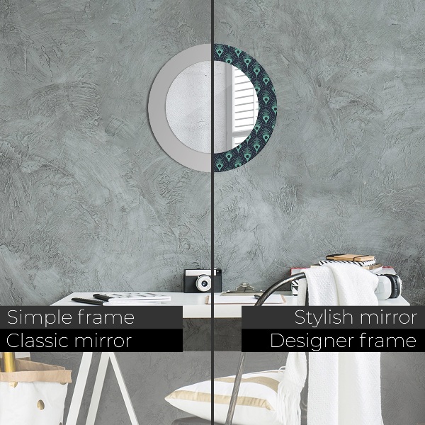 Round mirror frame with print Floral pattern