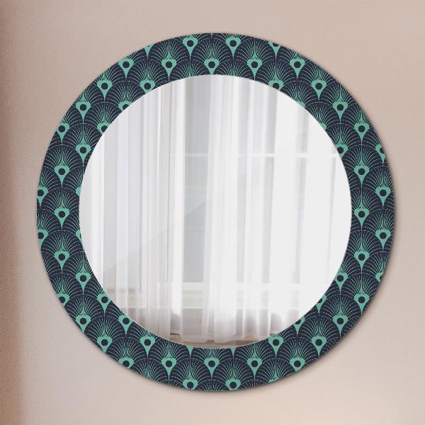 Round mirror frame with print Floral pattern