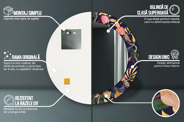 Ornate framed mirror Watercolor plants