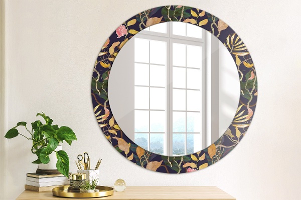 Ornate framed mirror Watercolor plants
