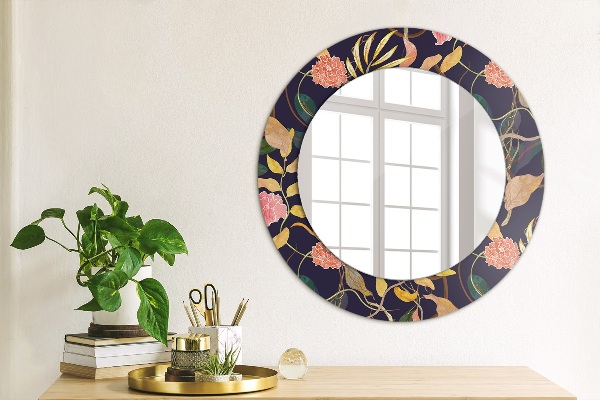 Ornate framed mirror Watercolor plants