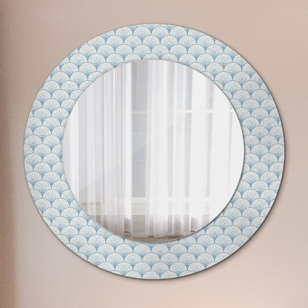 Round mirror frame with print Japanese retro