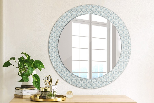 Round mirror frame with print Japanese retro