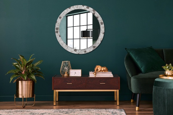 Round mirror frame with print Abstract floral