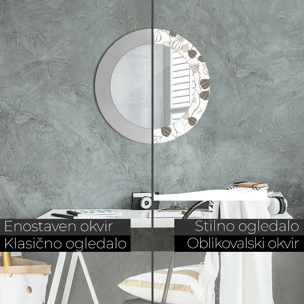 Round mirror frame with print Abstract floral