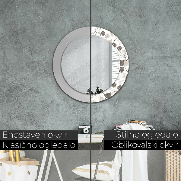 Round mirror frame with print Abstract floral