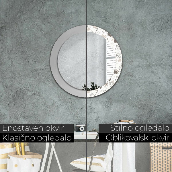 Round mirror frame with print Abstract floral